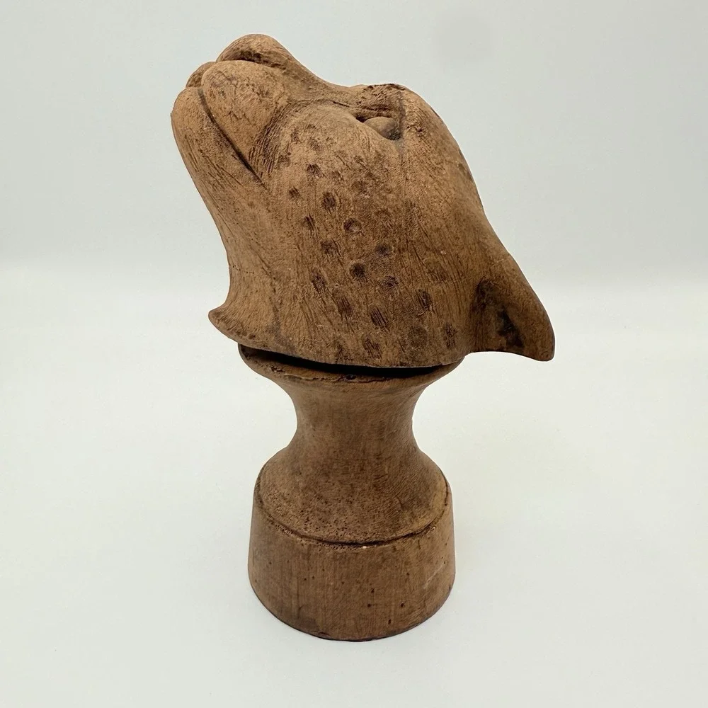 Wooden Carved Leopard Jaguar Figurine Head Marked ADR Bath/ Hand Towel Holder??